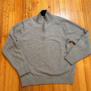 L.L.Bean Men's Cotton Knit 1/4 Zip Sweater in gray, Size. M